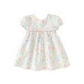 Dave Bella Girl's Princess Dress 2024 New Summer Children's Baby Short Sleeves Cotton Floral Cute Sweet Fashion Casual DB2240954