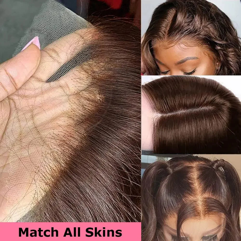 Dark Brown Human Hair Wigs Straight 13x4 Lace Front Wigs Chocolate Brown Transparent Lace Frontal Wigs Human Hair 180% Density