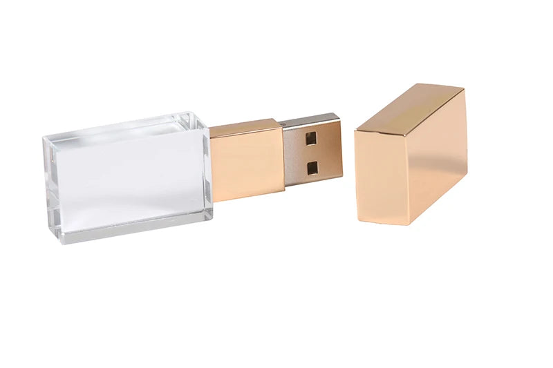 JASTER Creative Pen Drive Crystal 128GB Gold 64GB Rose USB Flash Drive 32GB Wedding Photography Exquisite Transparent Gift Box