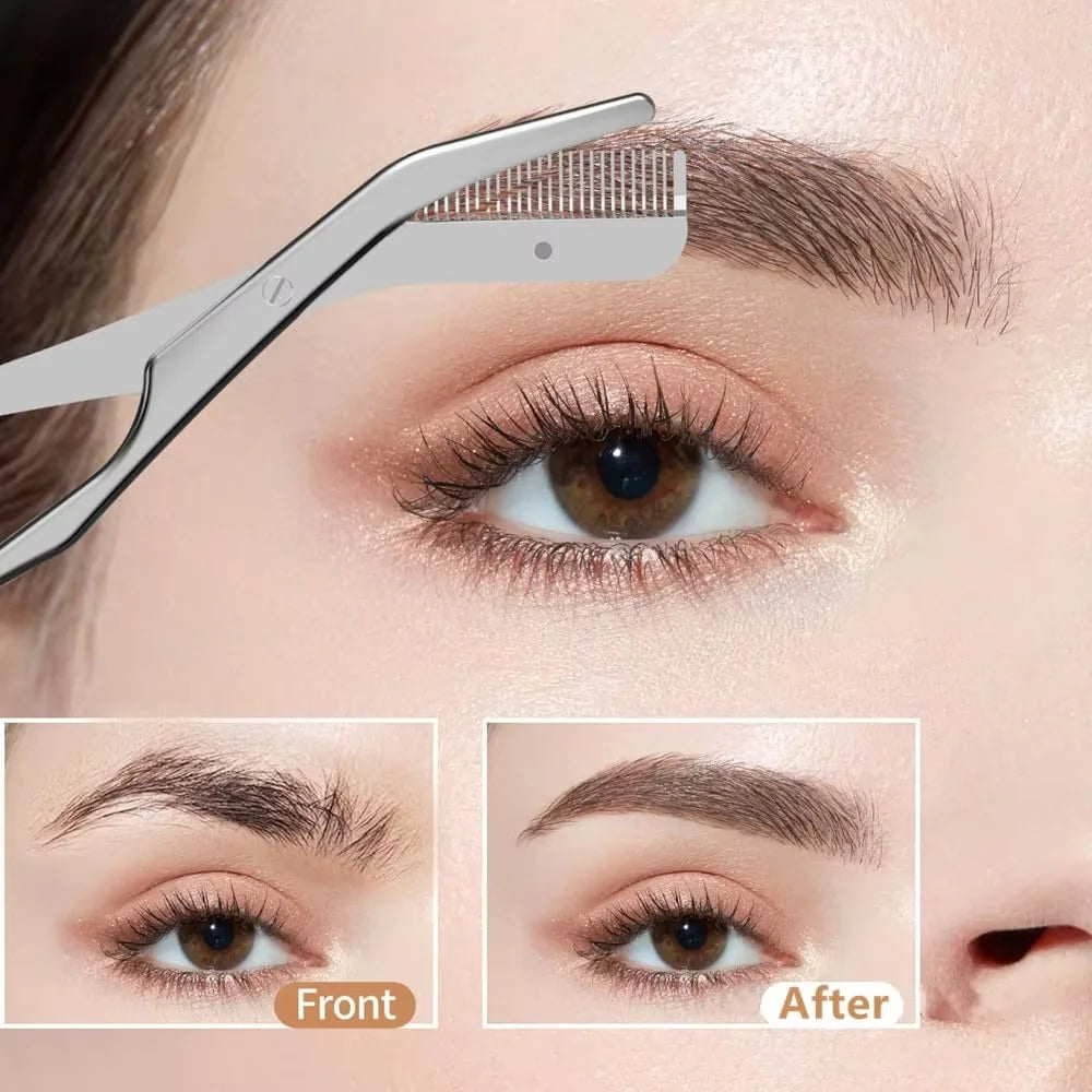 Stainless Steel Eyebrow Scissors With Eyebrow Comb High Quality Makeup Scissors Eyebrow Trimming Knife Hair Remover Shaver Tool