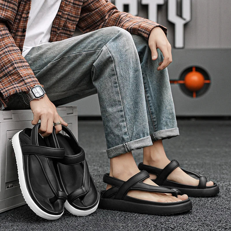 Fashion New Men's Outdoor Flats Sandals Slippers Beach Clogs Summer Men Soft Flip-flops Garden Shoes Non-slip Men Beach Sandals