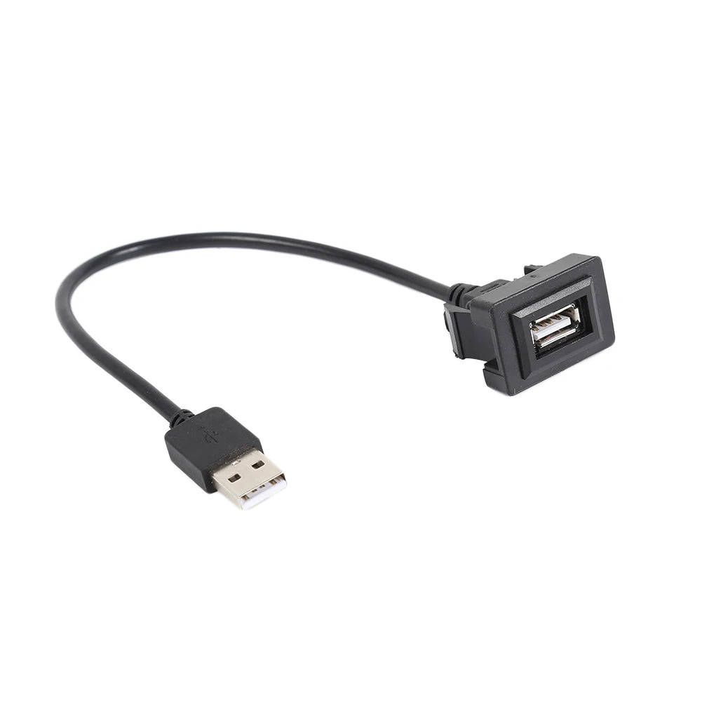Car Dashboard Flush Mount USB 2.0 Port Panel Male to Female Plastic Extension Cable Adapter for Toyota Hilux Vigo Fortuner 04-12