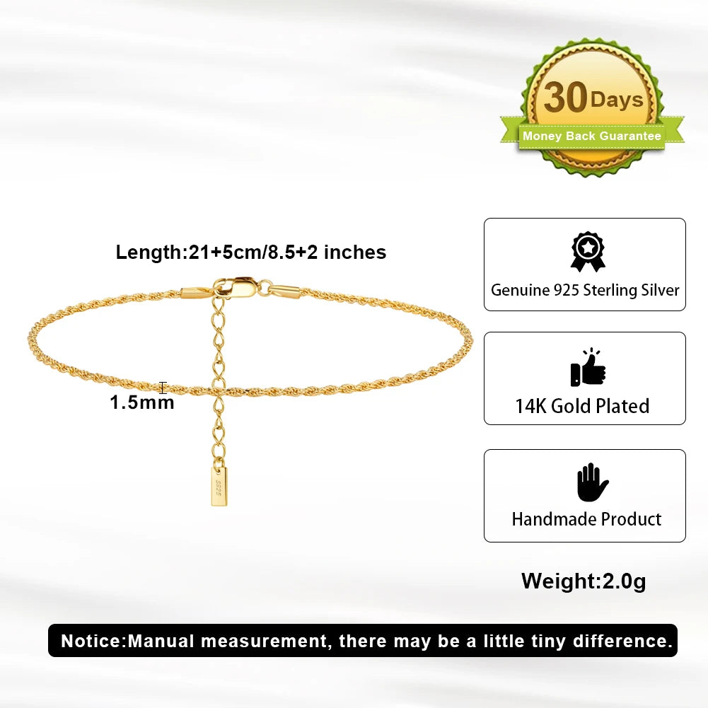 ORSA JEWELS 925 Sterling Silver 1.0mm Snake Chain Anklet for Women Fashion Summer Beach Foot Bracelet Anklets Jewelry SA23