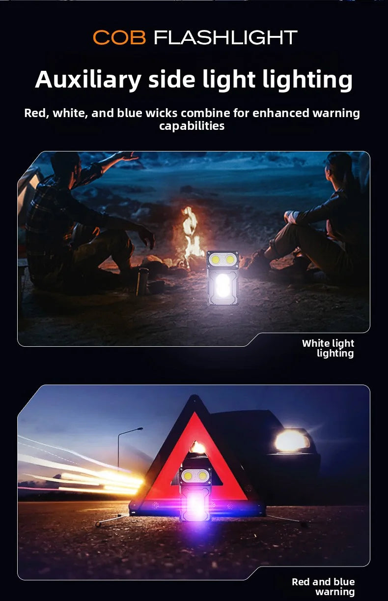 Mini USB Rechargeable LED Flashlight Portable Magnetic Work Light Super Bright COB Torch for Outdoor Camping Emergency Lantern