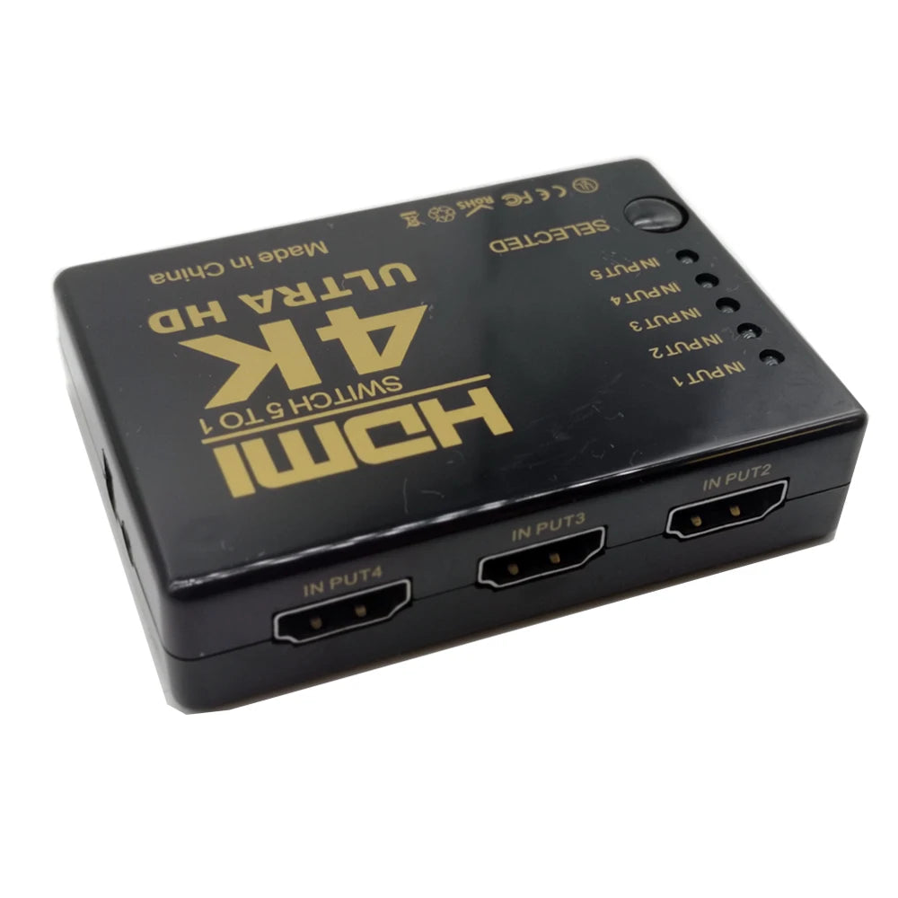 HD 4K*2K HDMI-compatible Switcher 1x5 Port 5 input in to 1 Switch Selector Splitter Hub With IR Remote 3D for PS3 Xbox 360 HDMI