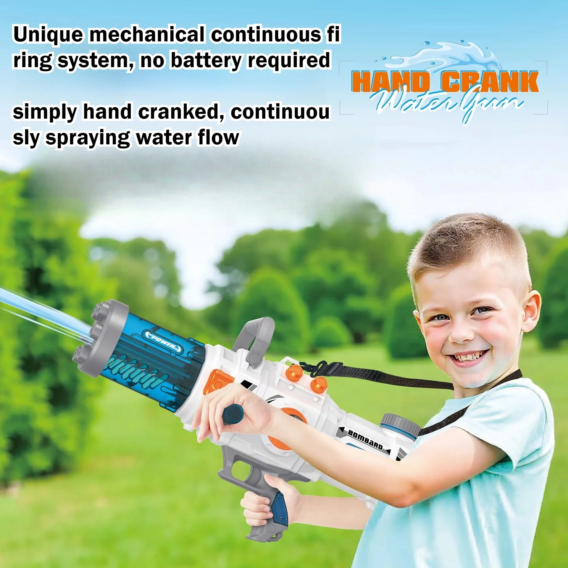 Powerful Hand-cranked Gatling Water Gun Toy Continuous Shooting Big Water Pistol Blaster Pool Summer Toys for Kids Adult Gifts