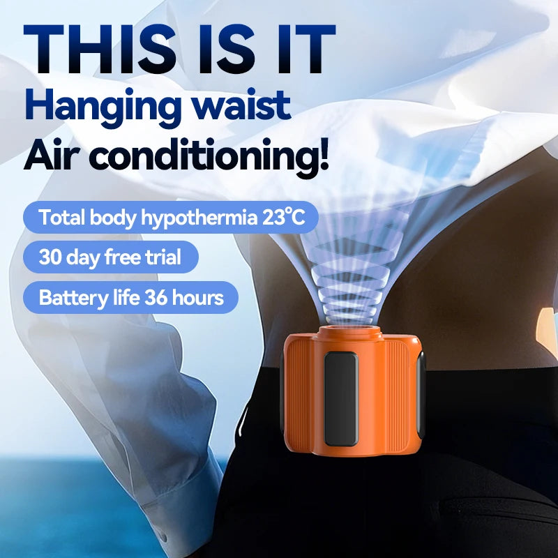 Waist Clip Fan Portable Mini Hanging Neck Fan USB Rechargeable Fan Small Outdoor Camping Waist Fan with Power Bank LED Light