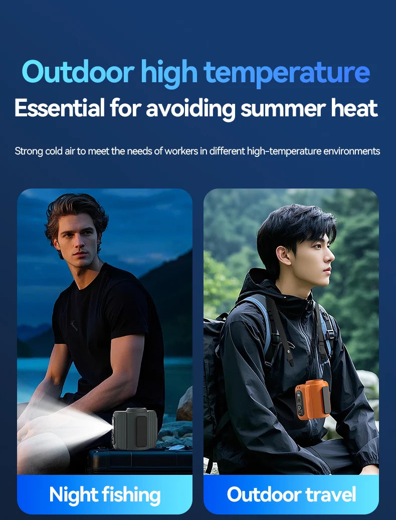 Waist Clip Fan Portable Mini Hanging Neck Fan USB Rechargeable Fan Small Outdoor Camping Waist Fan with Power Bank LED Light