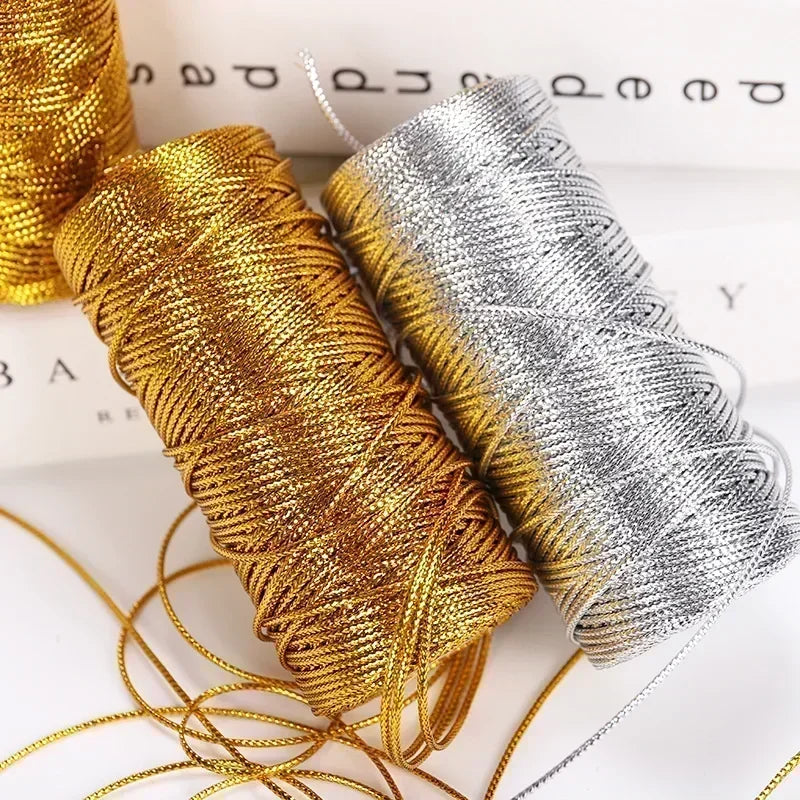 1.5mm 100M Gold Silver Macrame Cord Rope String for Sewing DIY Rope 100M Macrame Rope String for Sewing and Crafts Thread Twine