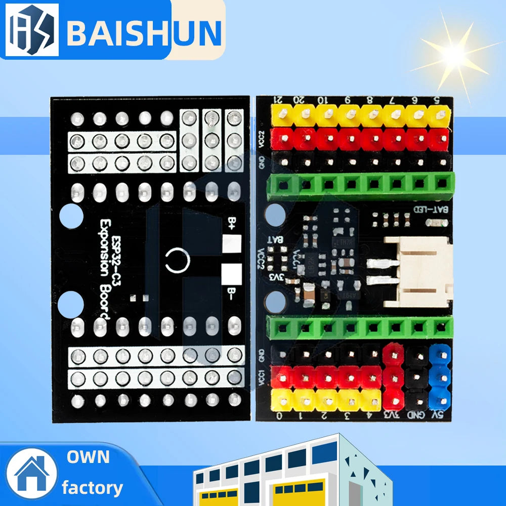 ESP32-C3 SuperMini IO Breakout Expansion Board with Sensor Control & Lithium Support for Arduino