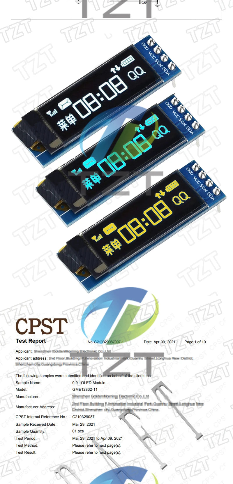 GREATZT 0.91 Inch OLED Module 0.91" White Blue 128X32 LCD LED Display 0.91" IIC Communicate for Arduino