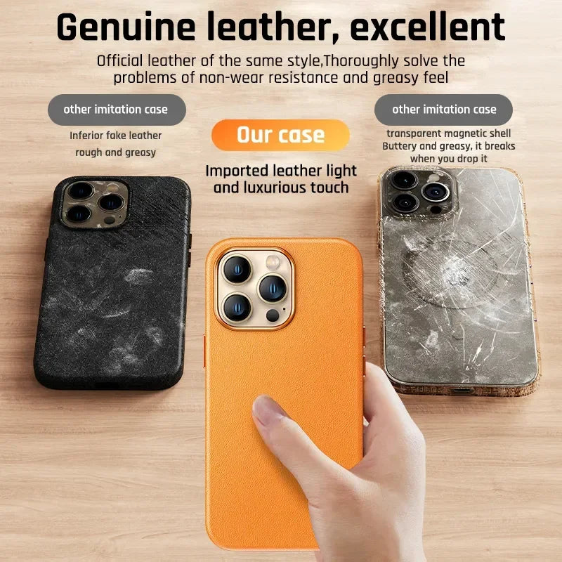 Luxury For Magsafe Leather Case For Apple iPhone 16 Pro Max Plus Magnetic Animation Wireless Charge Shockproof Cover Accessories