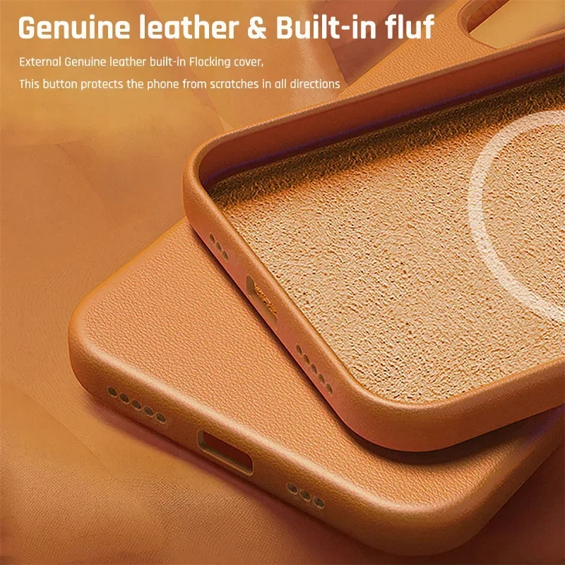 Luxury For Magsafe Leather Case For Apple iPhone 16 Pro Max Plus Magnetic Animation Wireless Charge Shockproof Cover Accessories