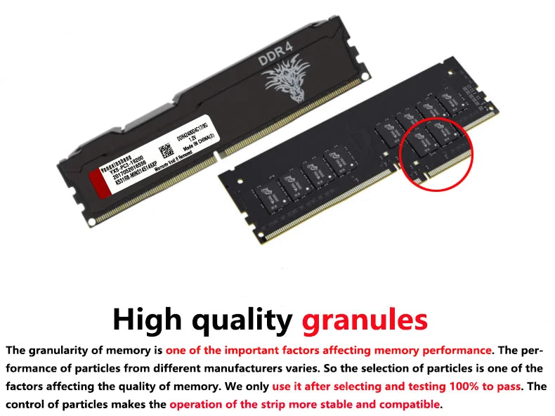 Yongxinsheng 16GB 2X8GB DDR4 RAM 2400MHz 288PIN 1RX8 Desktop Memory RAM PC4-19200MHz Cooling Vest Stick