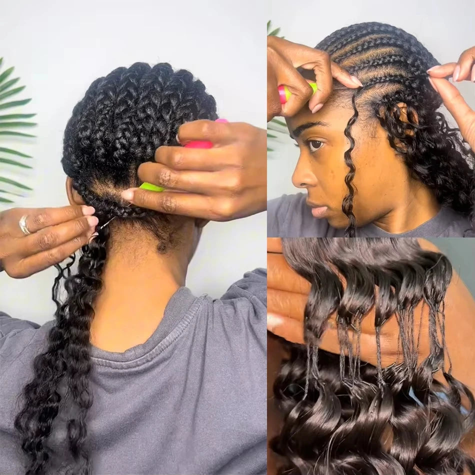 Kinky Curly Hair Pre Looped Feather Crochet Human Hair Burmese Curly Pre Separated Knotless Deep Wave Hair For Braiding