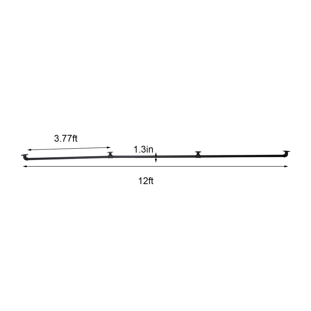 Wall-mounted Staircase Grab Pipe Handrail Metal Sturdy Load-Bearing Capacity Stair Handrails for Stairs (12/8 Feet 3 Sections)
