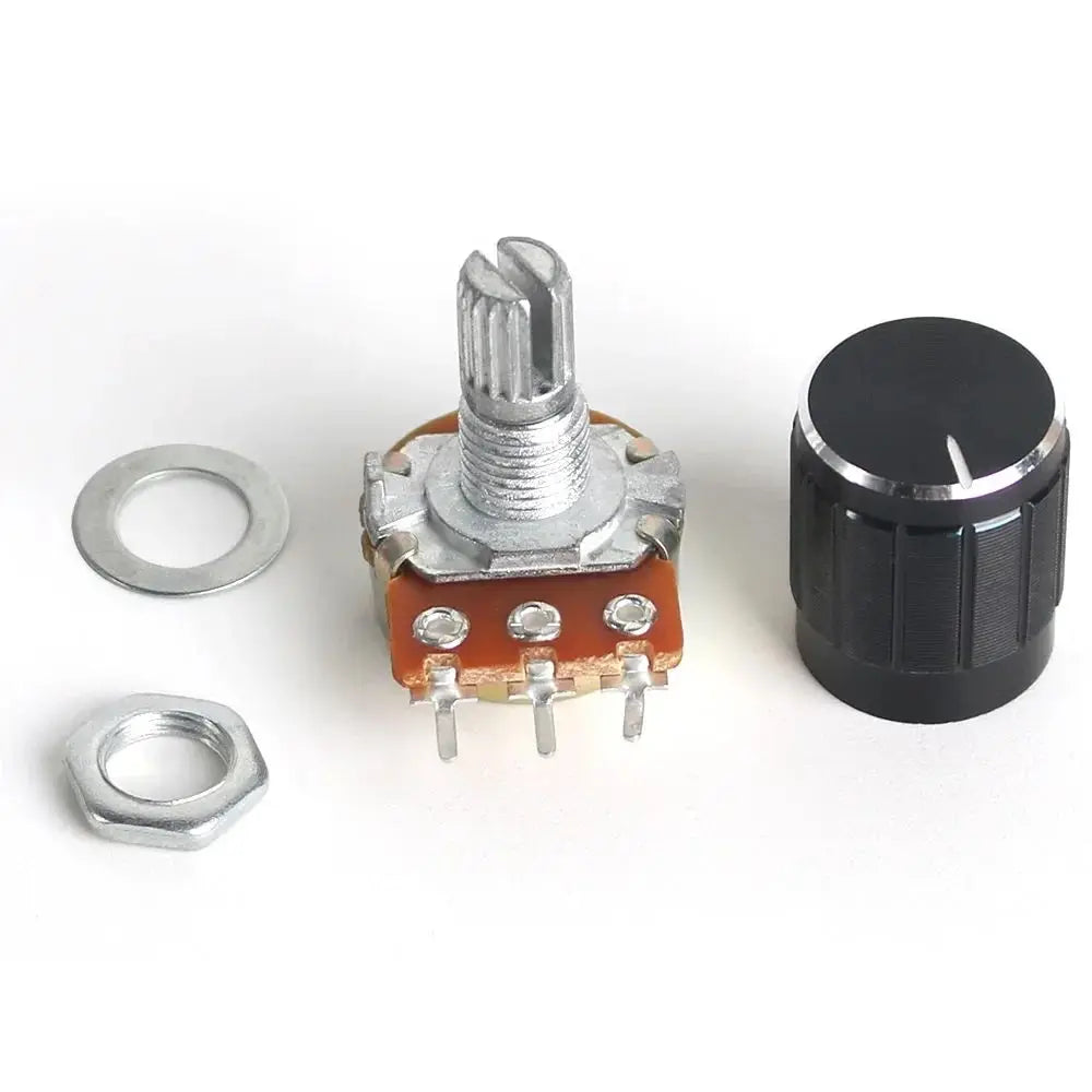 5 Set WH148 Linear Taper Rotary Potentiometer Resistor 15mm 3pin 1K 2K 5K 10K 20K 50K 100K 250K 1M with Black Aluminum Knob Kit