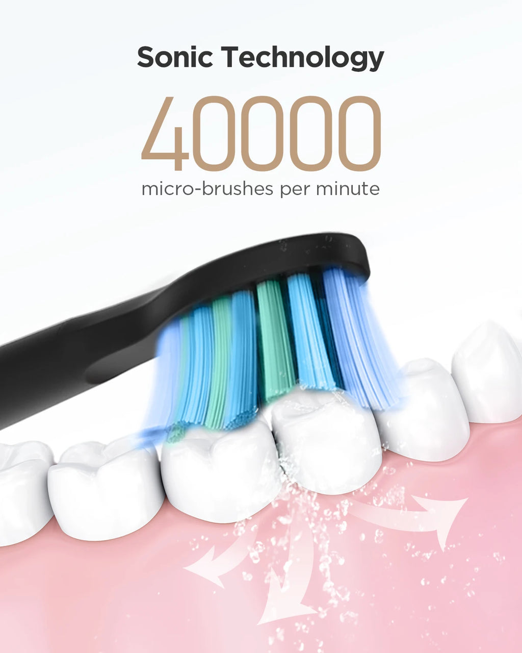 Fairywill FW507 Electric Sonic Toothbrush USB Charger Tooth 8Brush Replacement Waterproof Electronic Toothbrush with Travel Case