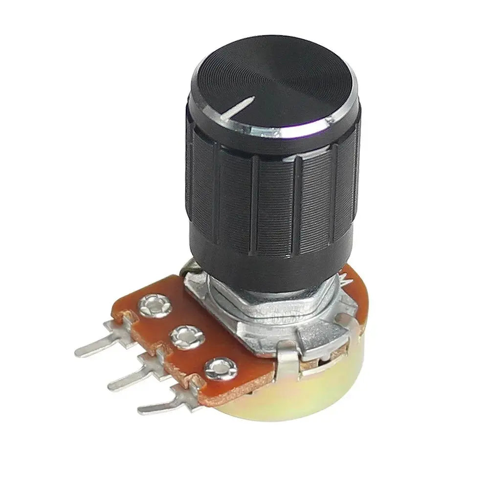 5 Set WH148 Linear Taper Rotary Potentiometer Resistor 15mm 3pin 1K 2K 5K 10K 20K 50K 100K 250K 1M with Black Aluminum Knob Kit