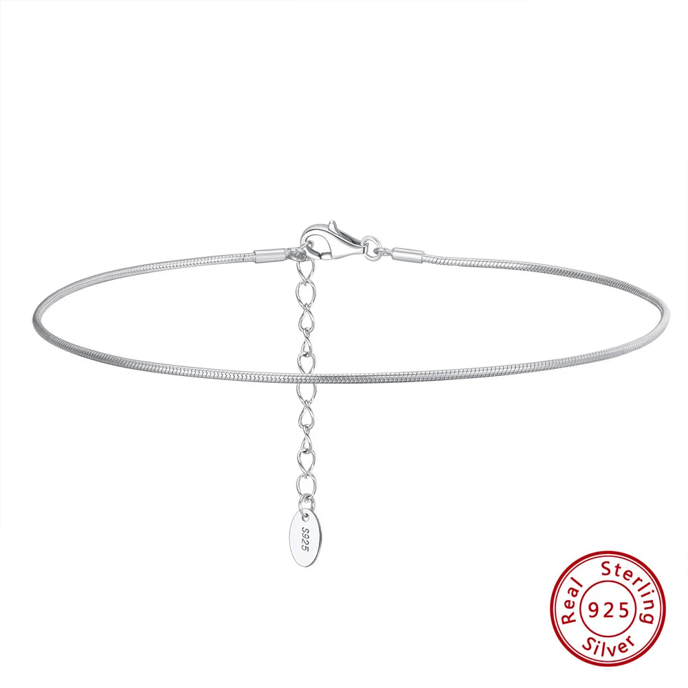 ORSA JEWELS 925 Sterling Silver 1.0mm Snake Chain Anklet for Women Fashion Summer Beach Foot Bracelet Anklets Jewelry SA23