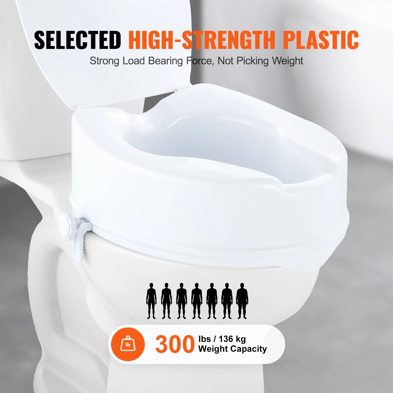 SucceBuy Raised Toilet Seat 5inch Height Raised 300 lbs Screw Rod Locking for Elderly Handicap Patient Pregnant Medical