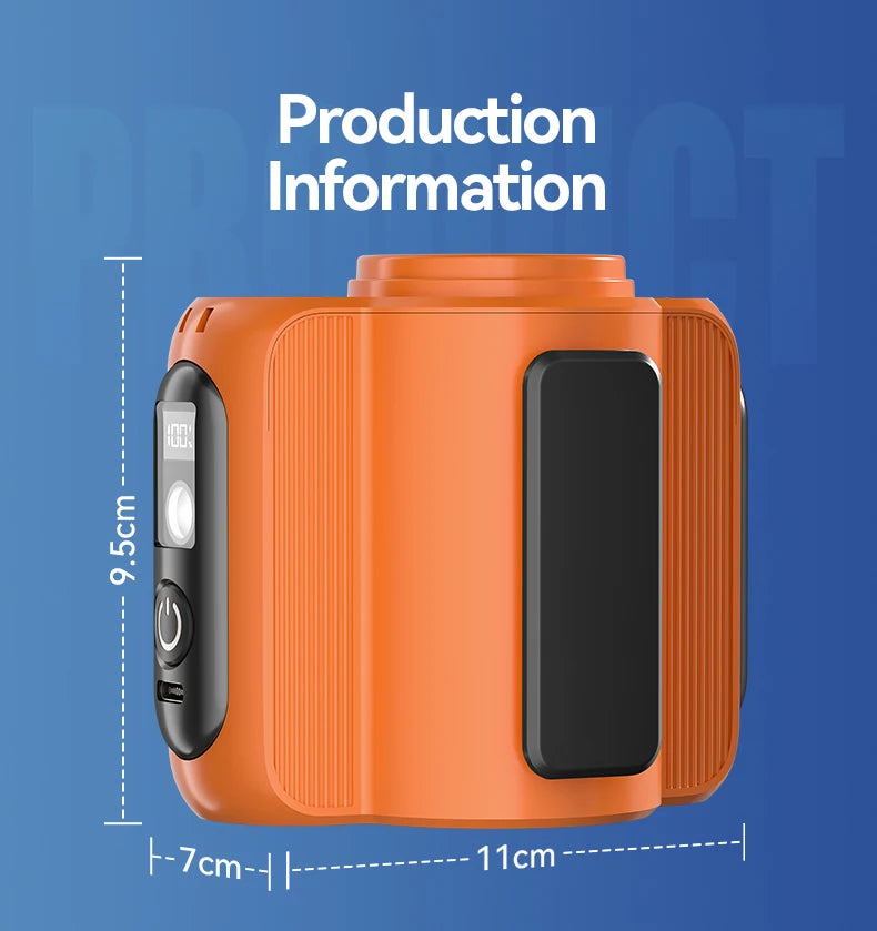 Waist Clip Fan Portable Mini Hanging Neck Fan USB Rechargeable Fan Small Outdoor Camping Waist Fan with Power Bank LED Light