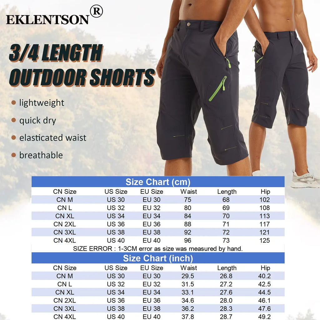 EKLENTSON Summer Men's Quick Dry Cargo Shorts with Zip Pocket for Outdoor Hiking Camping Mountaineer Shorts
