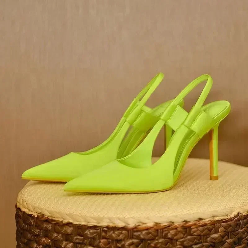 women's summer sandals 2026Designer Luxury Women Slingback Sandals Pointed Toe Slip on Thin High Heel Ladies Elegant Pumps Shoes