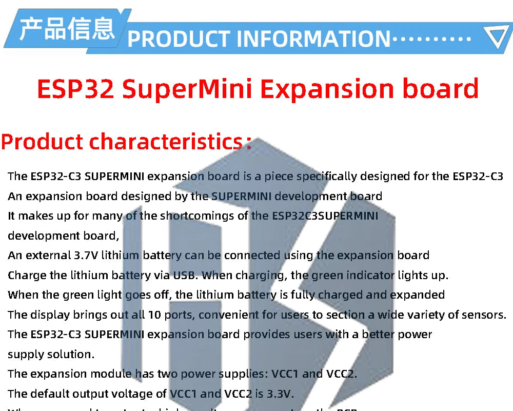 ESP32-C3 SuperMini IO Breakout Expansion Board with Sensor Control & Lithium Support for Arduino