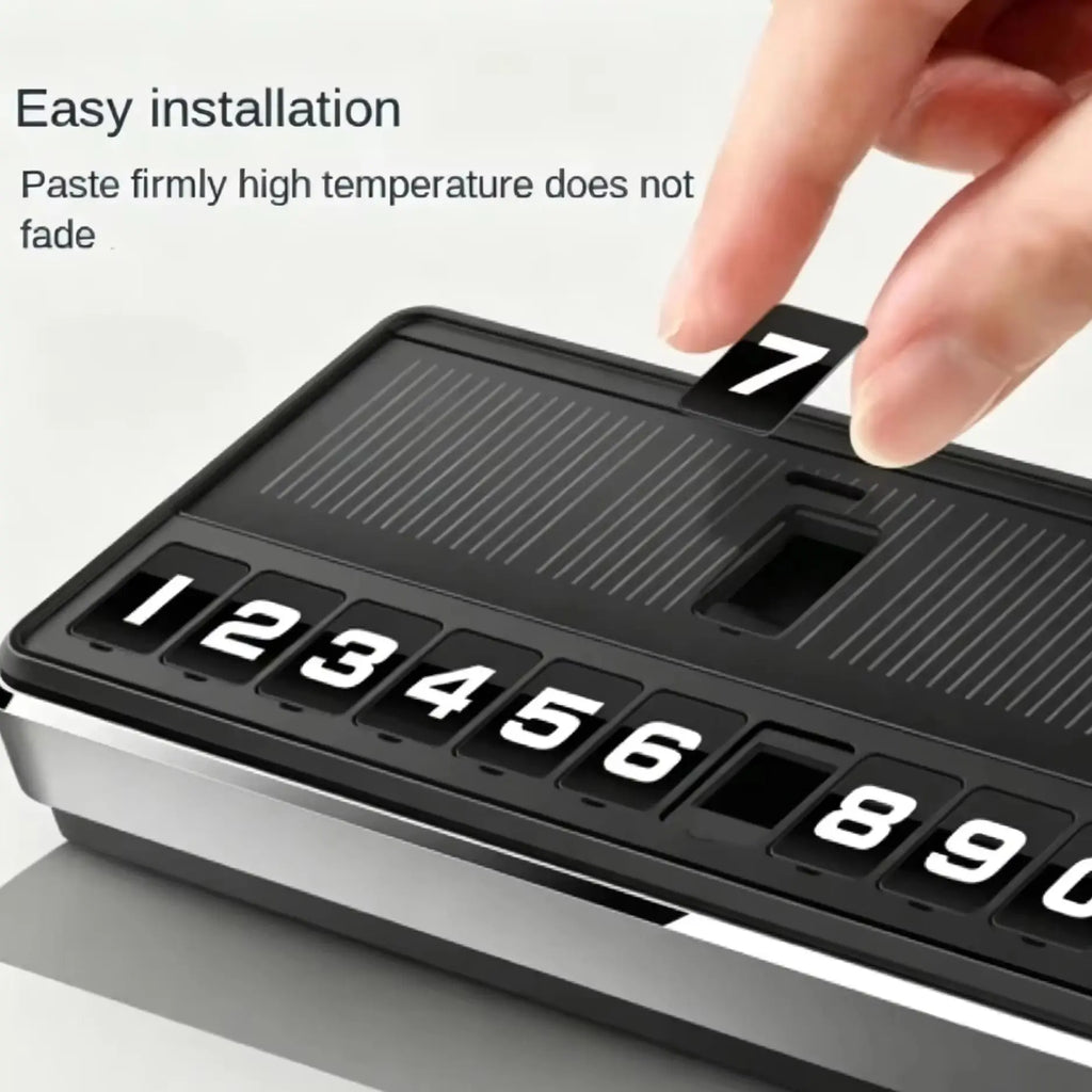 Solar Powered LED Temporary Parking Card, Multi-Number Hidden Plate, Car Parking Stop Gadget
