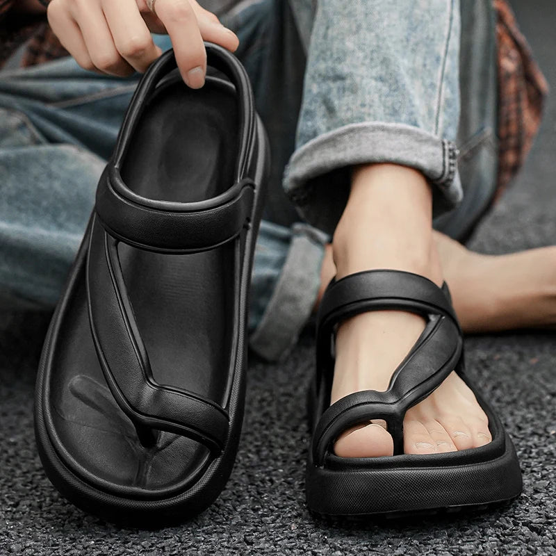 Fashion New Men's Outdoor Flats Sandals Slippers Beach Clogs Summer Men Soft Flip-flops Garden Shoes Non-slip Men Beach Sandals