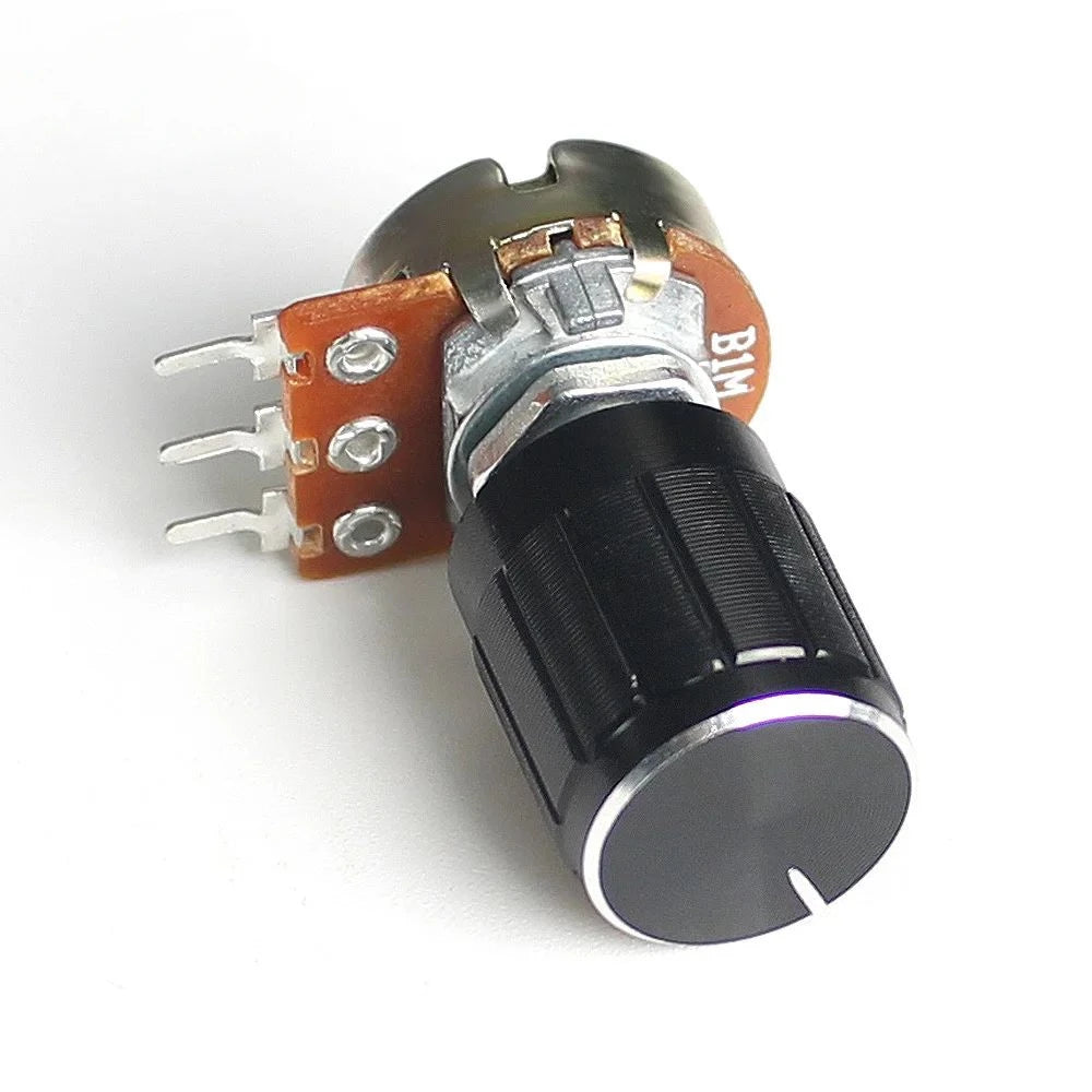 5 Set WH148 Linear Taper Rotary Potentiometer Resistor 15mm 3pin 1K 2K 5K 10K 20K 50K 100K 250K 1M with Black Aluminum Knob Kit