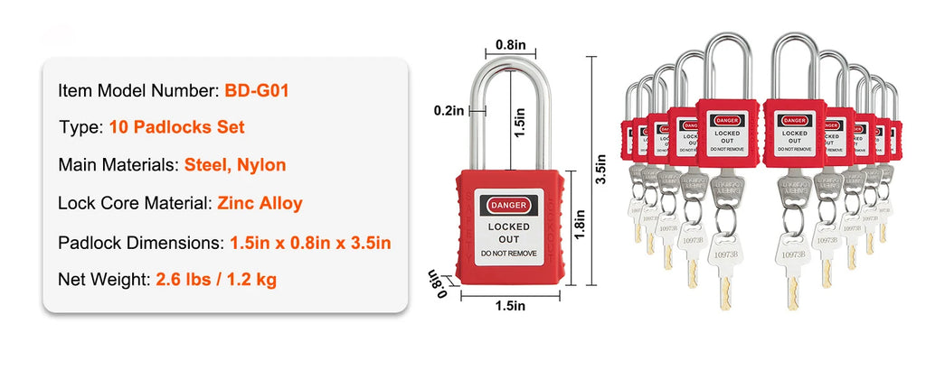 SucceBuy Electrical Lockout Tagout Kit 47 PCS Safety Loto Kit w/ Padlocks Hasps Tags Nylon Ties Plug Lockouts Circuit Breaker
