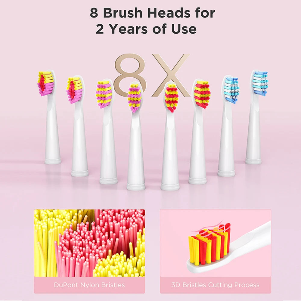 Fairywill FW507 Electric Sonic Toothbrush USB Charger Tooth 8Brush Replacement Waterproof Electronic Toothbrush with Travel Case