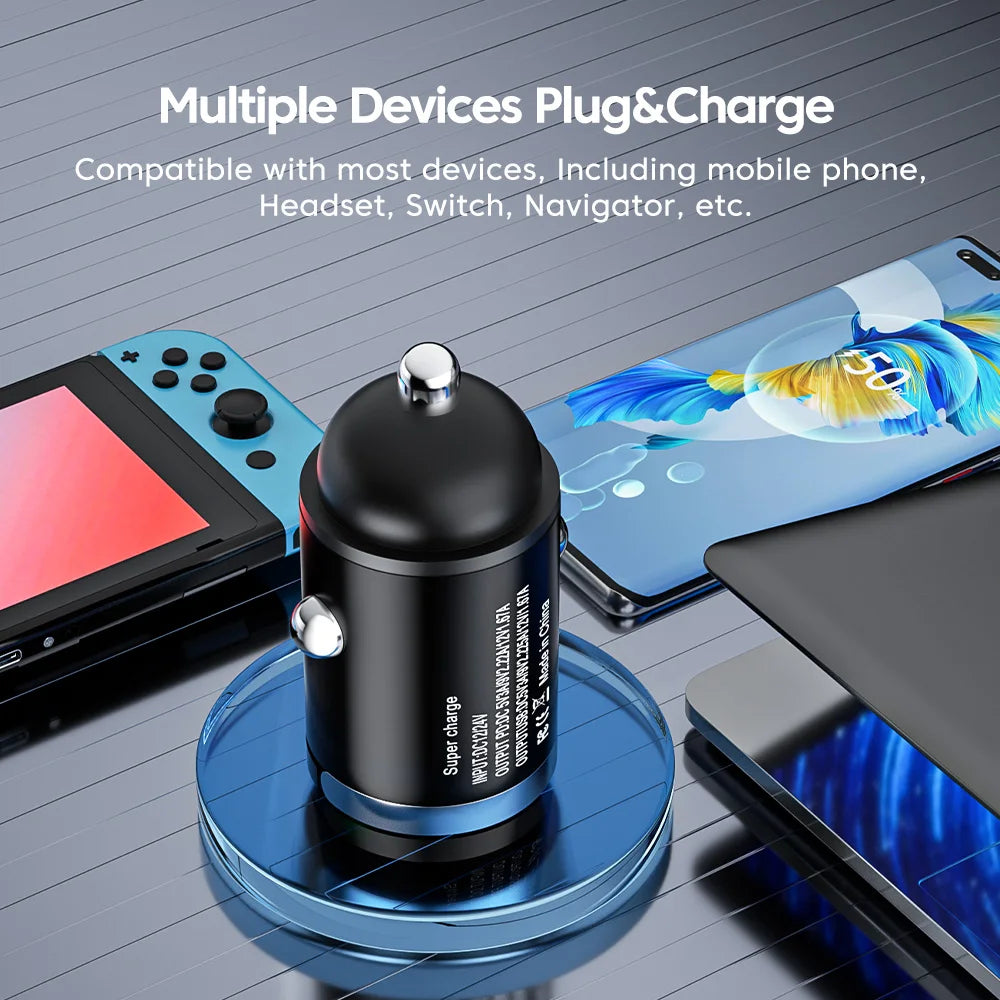Olaf 100W Mini Car Charger Lighter Fast Charging for iPhone QC3.0 Mini PD USB Type C Car Phone Charger for Xiaomi Samsung Huawei