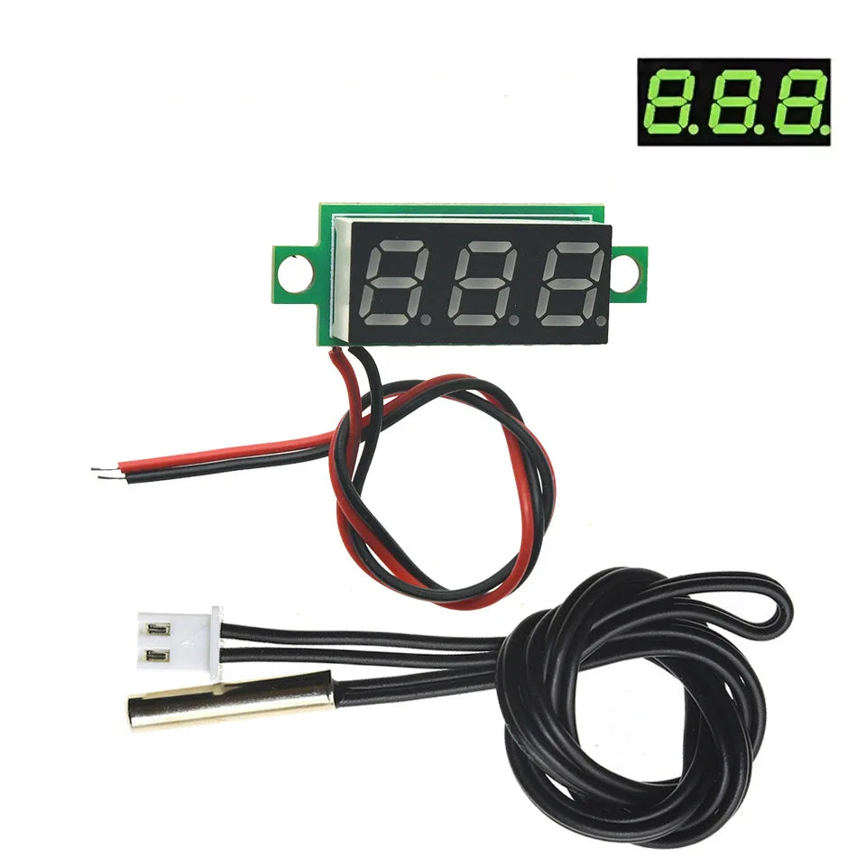 0.28" LED Digital Thermometer – DC 4-28V, Waterproof NTC Probe, ±0.1°C Accuracy, 1m Metal Sensor for Car, Fridge, Fish Tank