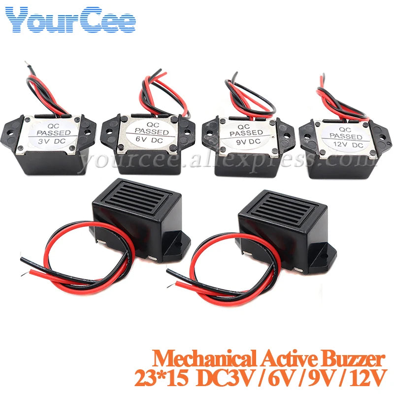 2pcs/1pc 2315 Mechanical Active Buzzer 23*15 DC12V 9V 6V 3V  Mechanical Vibration Buzzers Sound Alarm Speaker