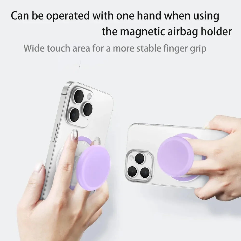 Trending Foldable Phone Grip Ring Magnetic Round Silicone Finger Holder with Kickstand for MagSafe & All Smartphones