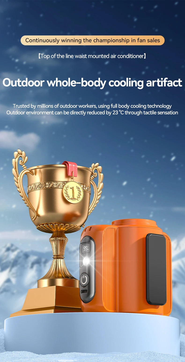 Waist Clip Fan Portable Mini Hanging Neck Fan USB Rechargeable Fan Small Outdoor Camping Waist Fan with Power Bank LED Light