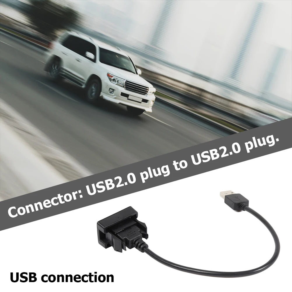 Car Dashboard Flush Mount USB 2.0 Port Panel Male to Female Plastic Extension Cable Adapter for Toyota Hilux Vigo Fortuner 04-12