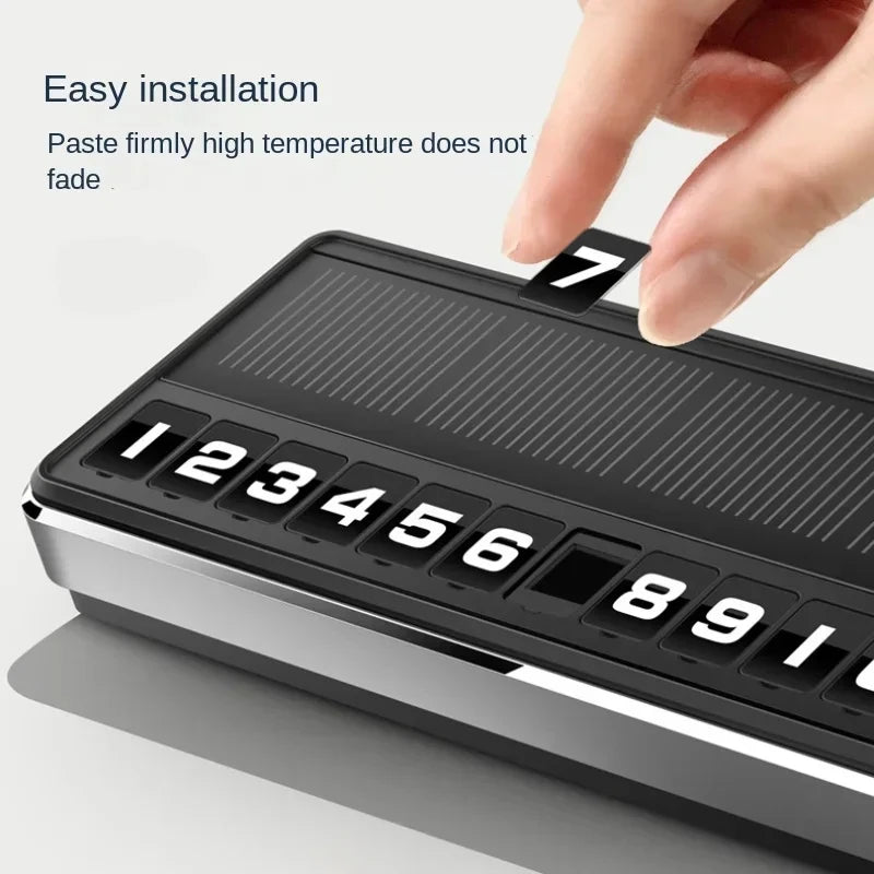 Solar Powered LED Temporary Parking Card, Multi-Number Hidden Plate, Car Parking Stop Gadget