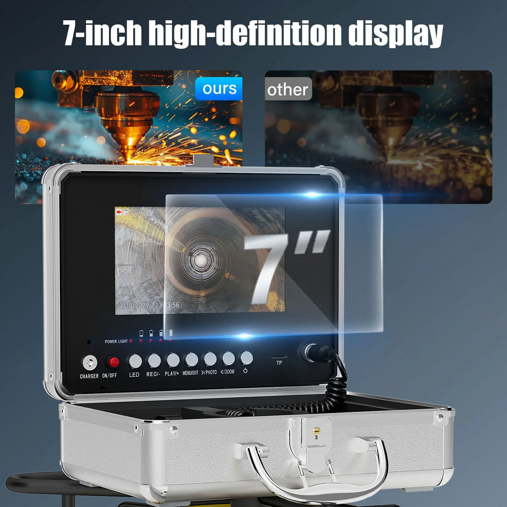 Endoscope Camera 7" DVR 1080P Waterproof Sewer Pipe Inspection Camera 17MM/23MM Endoscope Camera With 2650MA Battery 16GB Card
