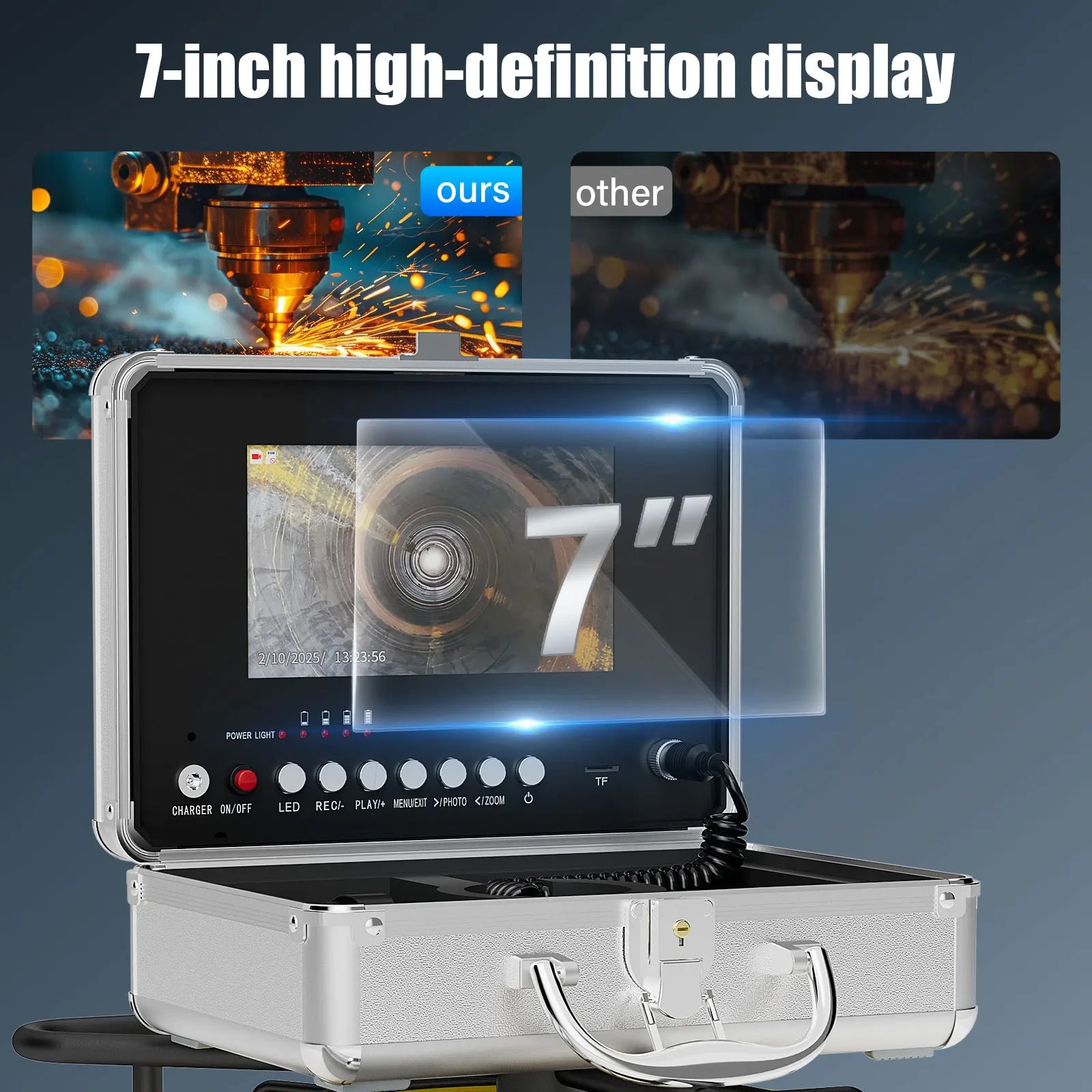 Endoscope Camera 7" DVR 1080P Waterproof Sewer Pipe Inspection Camera 17MM/23MM Endoscope Camera With 2650MA Battery 16GB Card