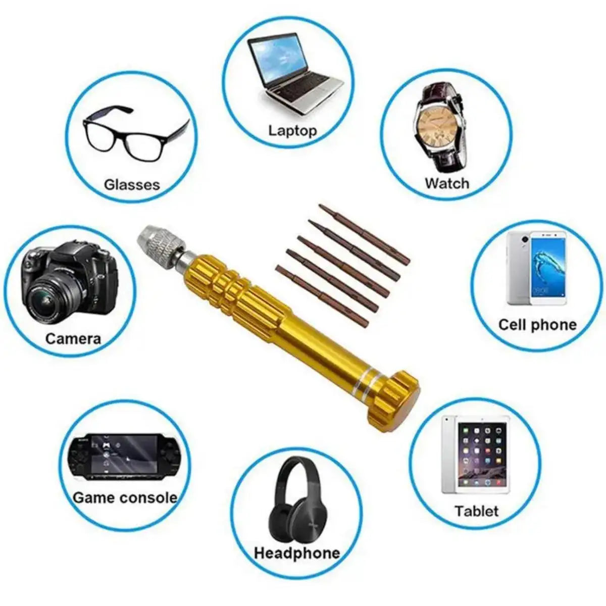 1pc 5-in-1 Multifunctional Small Screwdriver Kit Repair Tool for Eyeglass, Sunglasses, Electronics, Cellphone, Jewelry and More