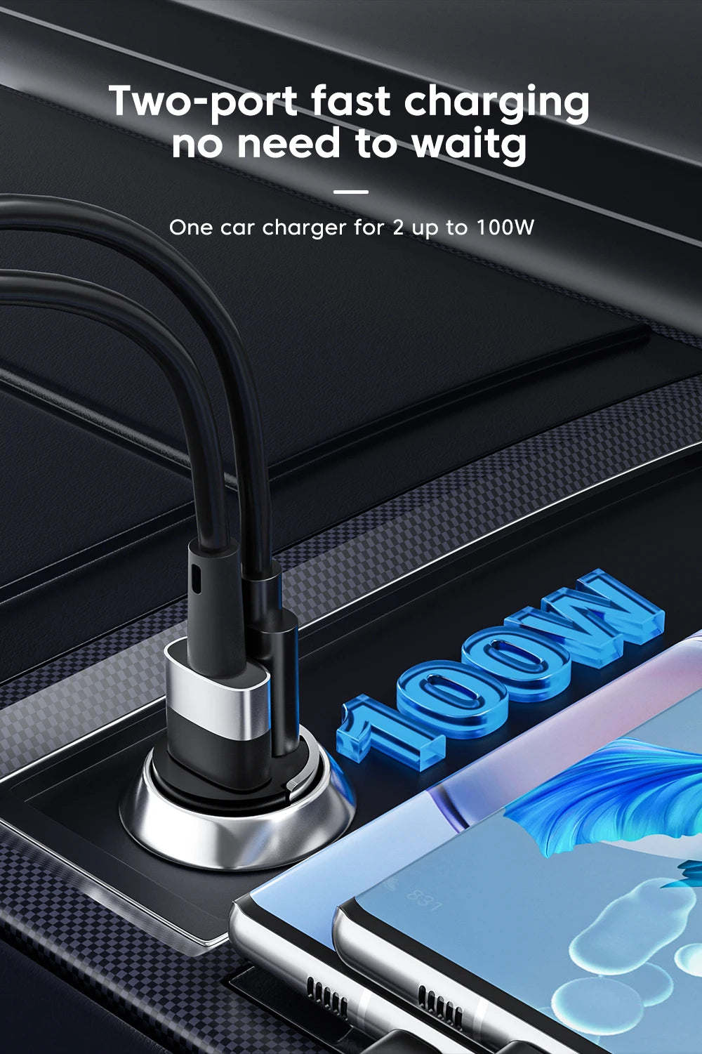Olaf 100W Mini Car Charger Lighter Fast Charging for iPhone QC3.0 Mini PD USB Type C Car Phone Charger for Xiaomi Samsung Huawei