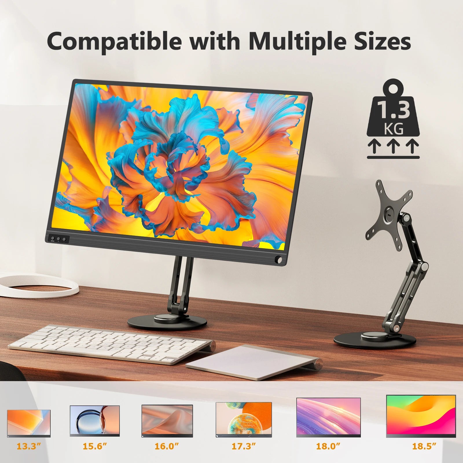 UPERFECT VESA Monitor Desk Mount Single Monitor Stands Freestanding Fits 12'' to 22'' Computer Screen with Height Adjustable