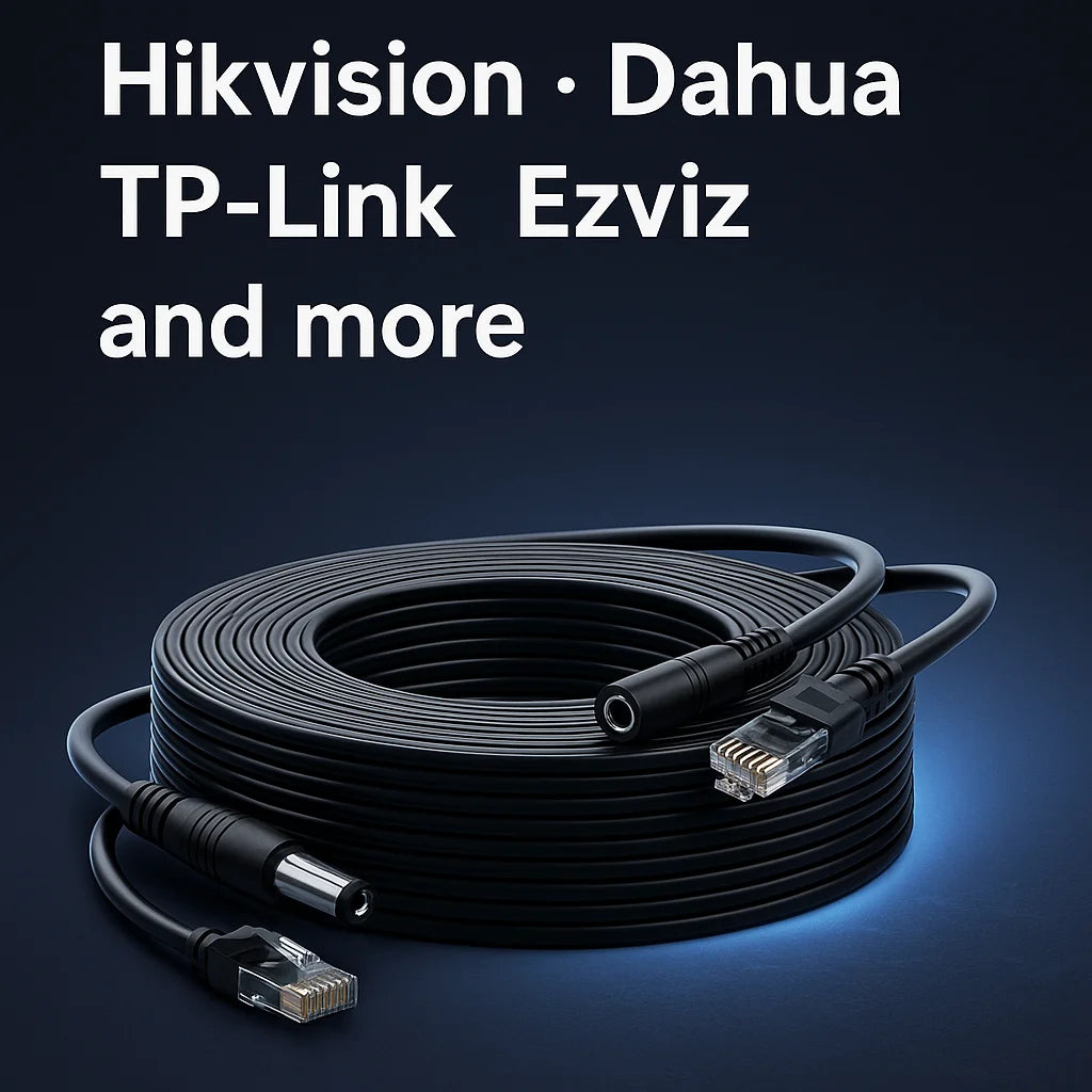 Winter-Ready 8+2 CCTV Extension Cable | DC5.5×2.1 + RJ45 One-Cable Power & Network | High-Flex PVC for IP Cameras 5–20m