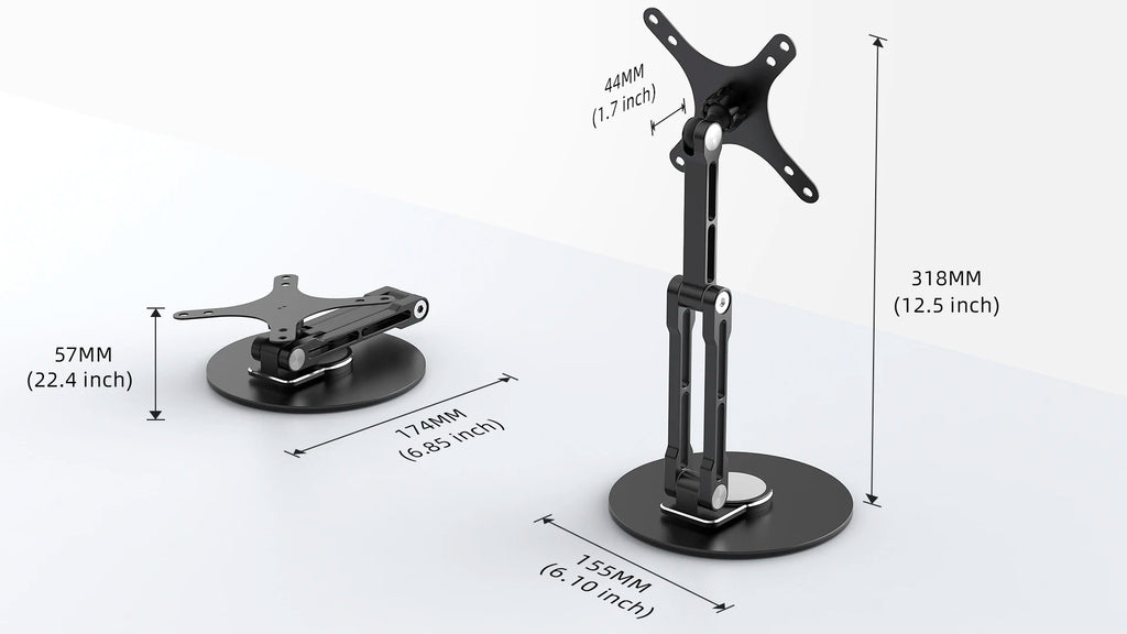 UPERFECT VESA Monitor Desk Mount Single Monitor Stands Freestanding Fits 12'' to 22'' Computer Screen with Height Adjustable
