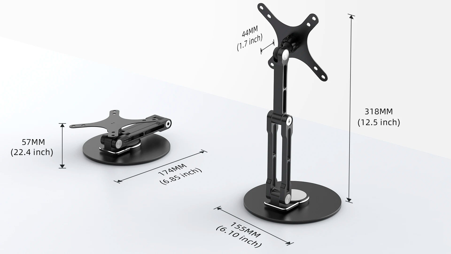 UPERFECT VESA Monitor Desk Mount Single Monitor Stands Freestanding Fits 12'' to 22'' Computer Screen with Height Adjustable