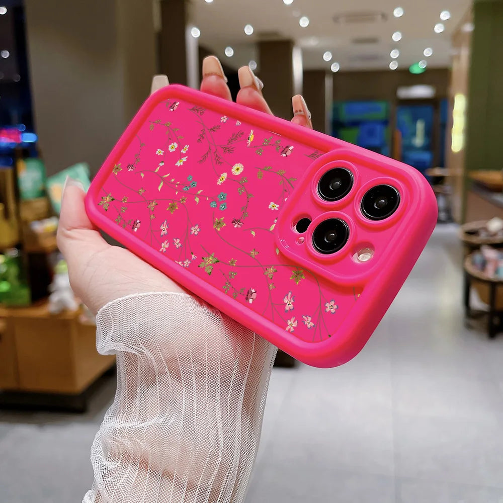 Flower Silicone Phone Case For iPhone 16 Case iPhone 15 Pro Max 14 12 11 13 XS XR X 7 8 Plus SE 2022 Shockproof Candy Soft Cover